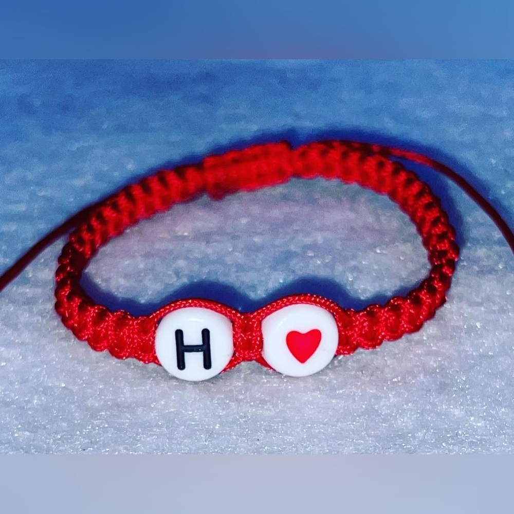 Red Protection Kids Bracelet whit Initial letter.